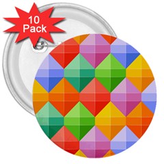 Background Colorful Geometric Triangle Rainbow 3  Buttons (10 Pack)  by HermanTelo