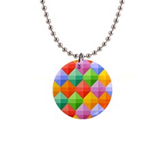 Background Colorful Geometric Triangle Rainbow 1  Button Necklace