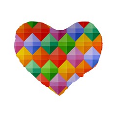 Background Colorful Geometric Triangle Rainbow Standard 16  Premium Flano Heart Shape Cushions by HermanTelo