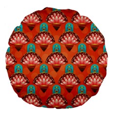 Background Floral Pattern Red Large 18  Premium Flano Round Cushions by HermanTelo