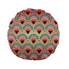 Background Floral Pattern Pink Standard 15  Premium Flano Round Cushions