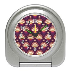 Background Floral Pattern Purple Travel Alarm Clock by HermanTelo