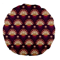 Background Floral Pattern Purple Large 18  Premium Flano Round Cushions by HermanTelo