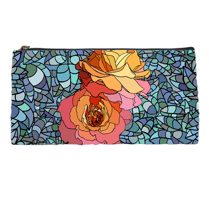 Stained Glass Roses Pencil Cases