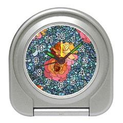 Stained Glass Roses Travel Alarm Clock by WensdaiAmbrose