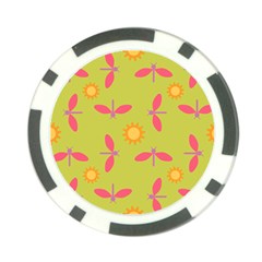 Dragonfly Sun Flower Seamlessly Poker Chip Card Guard by HermanTelo