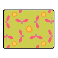 Dragonfly Sun Flower Seamlessly Fleece Blanket (small) by HermanTelo