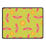 Dragonfly Sun Flower Seamlessly Double Sided Fleece Blanket (Small)  45 x34  Blanket Back