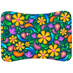 Floral Paisley Background Flower Green Velour Seat Head Rest Cushion