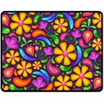 Floral Paisley Background Flower Purple Fleece Blanket (Medium)  60 x50  Blanket Front