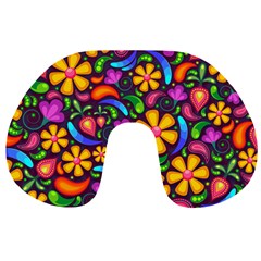 Floral Paisley Background Flower Purple Travel Neck Pillows