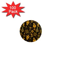 Christmas Background Gold 1  Mini Magnets (100 Pack) 