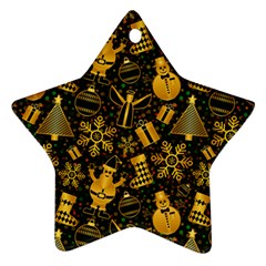 Christmas Background Gold Star Ornament (two Sides) by HermanTelo