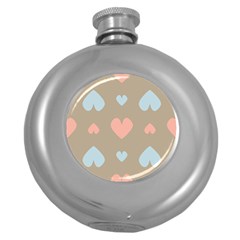Hearts Heart Love Romantic Brown Round Hip Flask (5 Oz) by HermanTelo