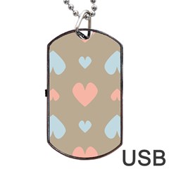 Hearts Heart Love Romantic Brown Dog Tag Usb Flash (two Sides) by HermanTelo