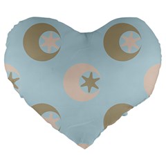 Moon Star Air Heaven Large 19  Premium Heart Shape Cushions by HermanTelo