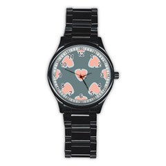 Hearts Love Blue Pink Green Stainless Steel Round Watch