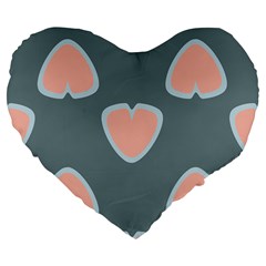 Hearts Love Blue Pink Green Large 19  Premium Flano Heart Shape Cushions
