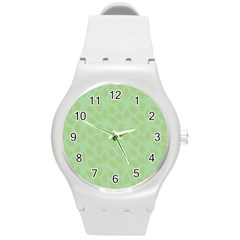 Leaves - Light Green Round Plastic Sport Watch (m) by WensdaiAmbrose