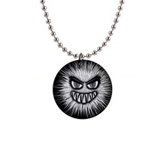 Monster Black White Eyes 1  Button Necklace by HermanTelo