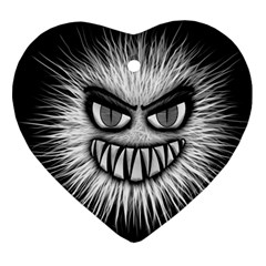 Monster Black White Eyes Heart Ornament (two Sides) by HermanTelo