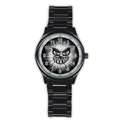 Monster Black White Eyes Stainless Steel Round Watch by HermanTelo