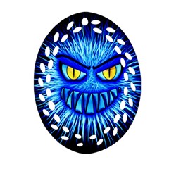 Monster Blue Attack Ornament (oval Filigree) by HermanTelo