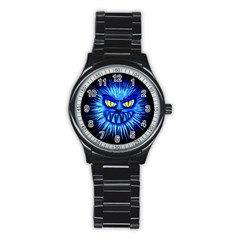 Monster Blue Attack Stainless Steel Round Watch by HermanTelo
