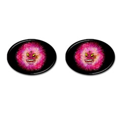 Monster Pink Eyes Aggressive Fangs Cufflinks (oval) by HermanTelo