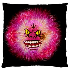 Monster Pink Eyes Aggressive Fangs Large Flano Cushion Case (one Side)