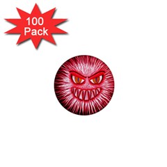 Monster Red Eyes Aggressive Fangs 1  Mini Magnets (100 Pack) 