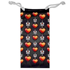 Love Heart Background Valentine Jewelry Bag by HermanTelo