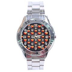 Love Heart Background Valentine Stainless Steel Analogue Watch by HermanTelo