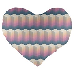 Seamless Pattern Background Block Large 19  Premium Flano Heart Shape Cushions