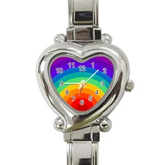 Rainbow Background Colorful Heart Italian Charm Watch by HermanTelo