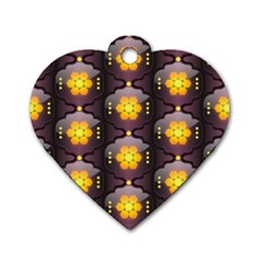 Pattern Background Yellow Bright Dog Tag Heart (two Sides) by HermanTelo