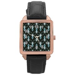 Seamless Pattern Background Black Rose Gold Leather Watch 