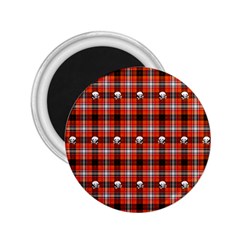 Plaid Pattern Red Squares Skull 2 25  Magnets by HermanTelo