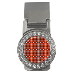 Plaid Pattern Red Squares Skull Money Clips (cz)  by HermanTelo