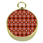 Plaid Pattern Red Squares Skull Gold Compasses Front