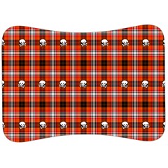 Plaid Pattern Red Squares Skull Velour Seat Head Rest Cushion by HermanTelo