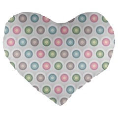 Seamless Pattern Pastels Background Pink Large 19  Premium Flano Heart Shape Cushions by HermanTelo