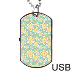 Seamless Pattern Floral Pastels Dog Tag Usb Flash (two Sides) by HermanTelo