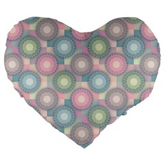 Seamless Pattern Pastels Background Large 19  Premium Heart Shape Cushions