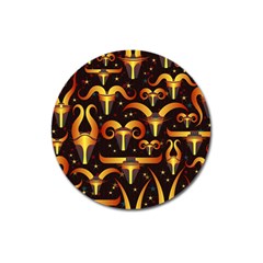 Stylised Horns Black Pattern Magnet 3  (round) by HermanTelo