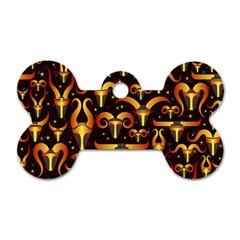 Stylised Horns Black Pattern Dog Tag Bone (one Side) by HermanTelo