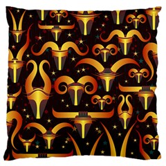 Stylised Horns Black Pattern Large Flano Cushion Case (two Sides) by HermanTelo