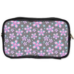Seamless Pattern Flowers Pink Toiletries Bag (one Side) by HermanTelo