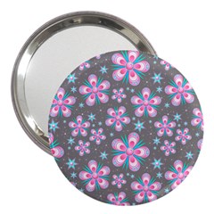 Seamless Pattern Flowers Pink 3  Handbag Mirrors by HermanTelo