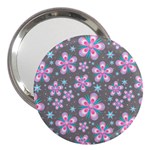 Seamless Pattern Flowers Pink 3  Handbag Mirrors Front